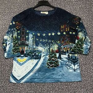 Vintage Collections Etc. Top Women XL Winter Holiday Long Sleeve Cotton